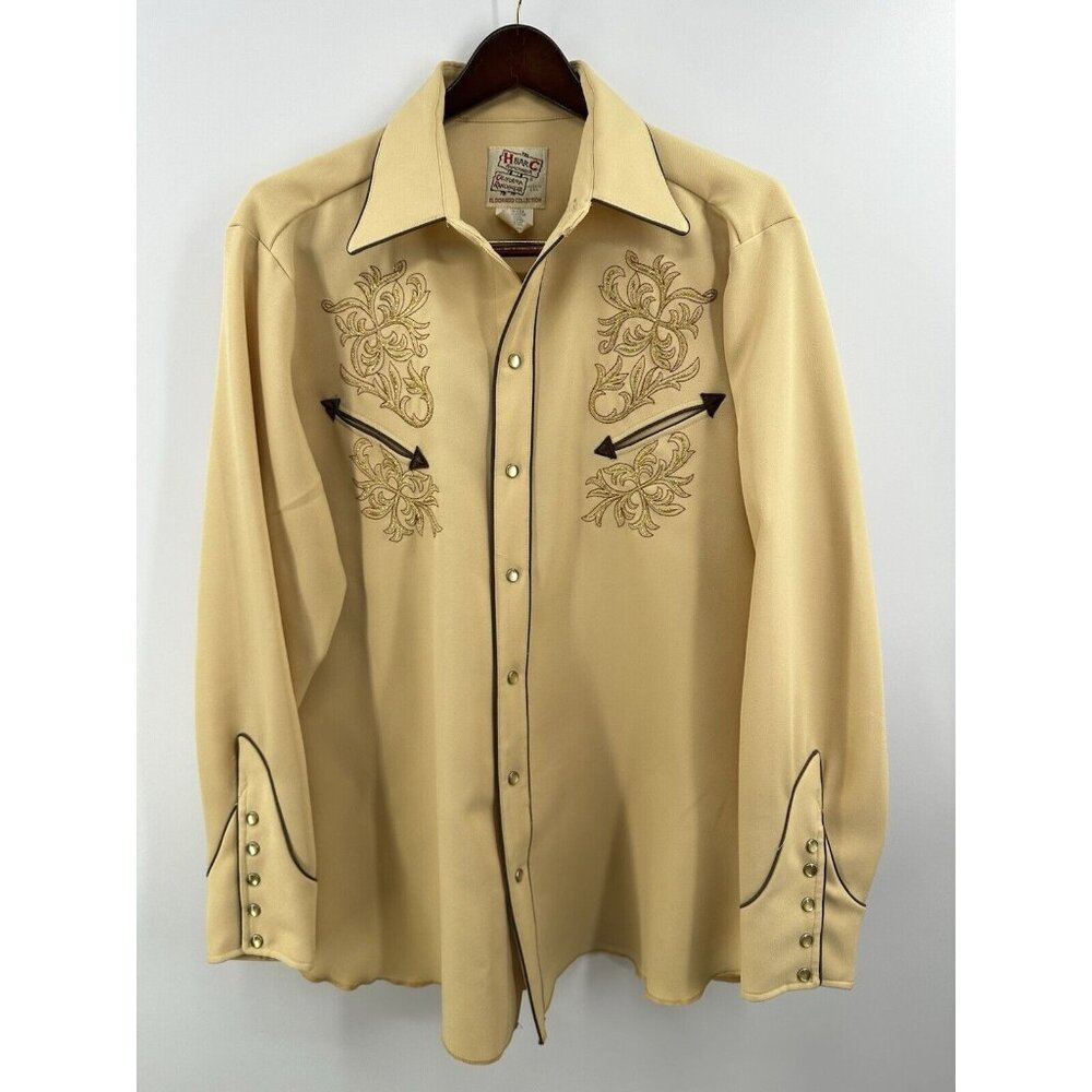 H Bar C Ranchwear Vintage Western Pearl Button Shirt Size 16.5 Mens - Picture 2 of 16